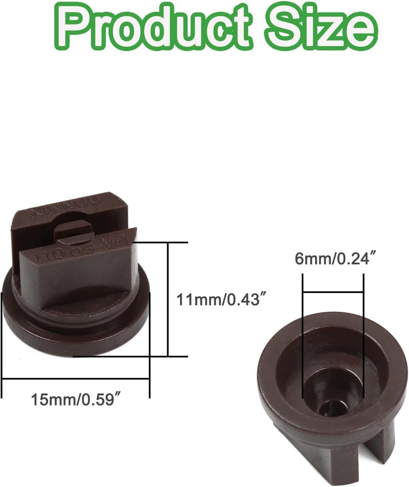 Tayffency 10 PCS Flat Fan Spray Tip 110 Degree Plastic Nozzle for Agricultural, Cleaning, Cooling (Brown) - Image 2